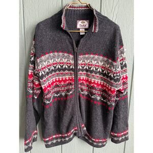 Vintage Tiara International Fair Isle Zip-Up Sweater, Large